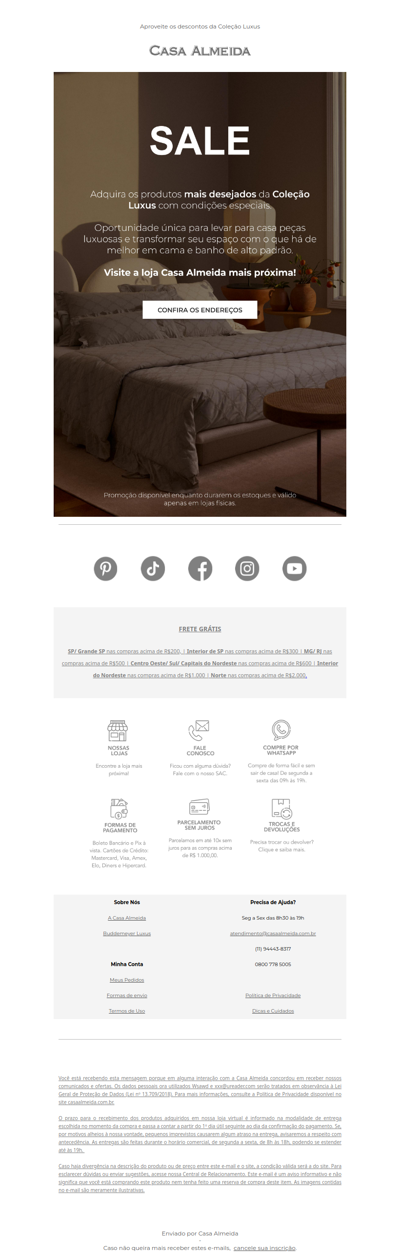 SALE: Desconto imperdíveis nas lojas físicas