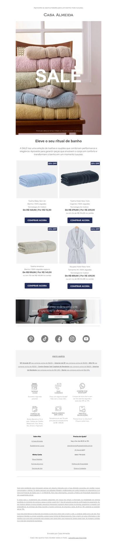 SALE: transforme seu banho com toalhas luxuosas.