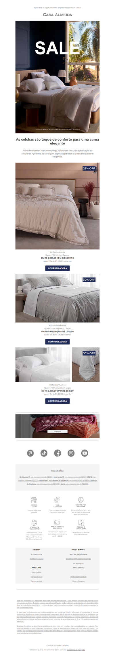 SALE: kit colchas luxuosas com preços especiais