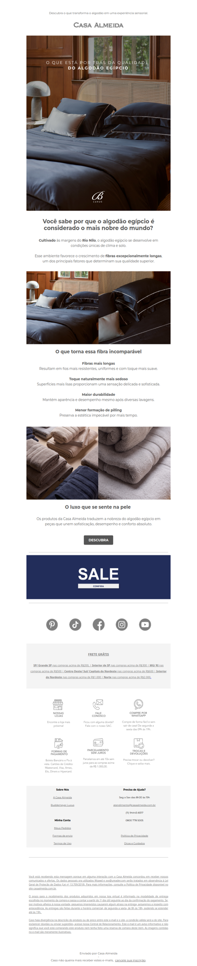 A nobreza do algodão egípcio: descubra o que o torna incomparável