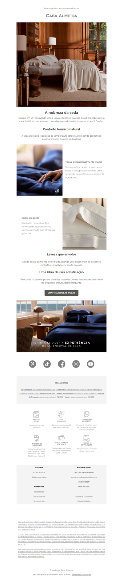 A experiência singular de dormir em um enxoval de seda
