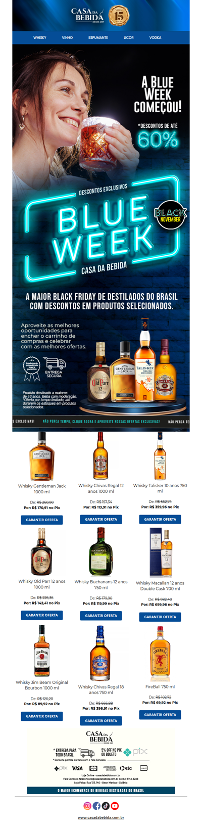 🥃 Blue Week na Casa da Bebida! Descontos de até 60% OFF 🎉