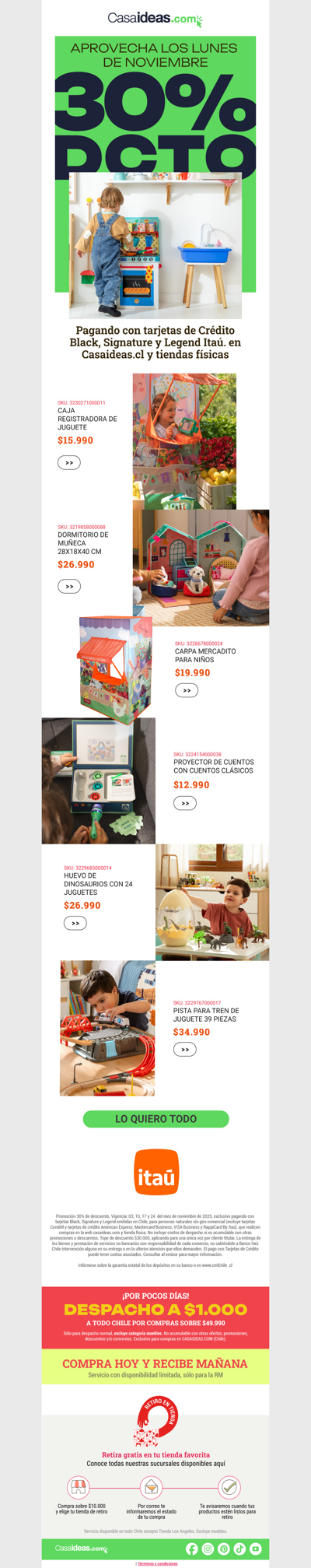 ¿30% de dcto un lunes? ¡Sí, te ayudamos a adelantar los regalos! 🎄🙌🏻💸