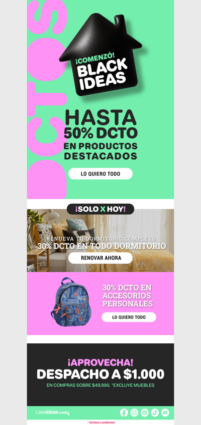 Hasta 50% de dcto desde hoy 🖤 ¡Llegó Blackideas!