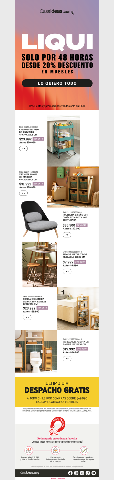 ¡Solo x 48 hrs! 20% dcto en muebles 🪑💸😱