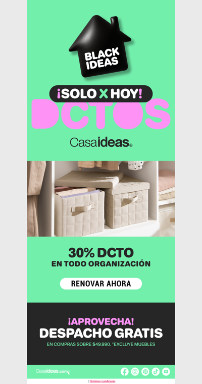 ¡Solo x hoy! 30% de dcto en TODO organización 👀💸
