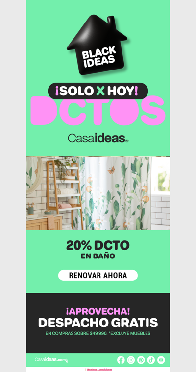 ¡Solo x hoy! 20% de dcto en baño 👀💸