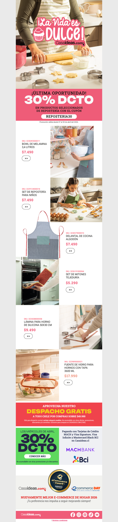 ¡Última oportunidad! Se acaba 30% en TODO repostería 🧁