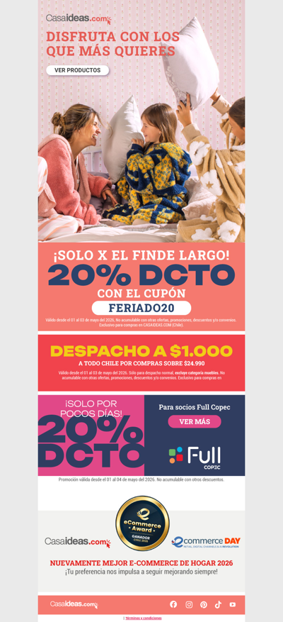 Feriado + 20% de dcto = el plan perfecto 🤩