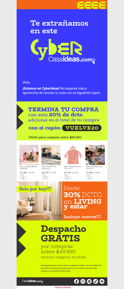Te extrañamos este Cyber 💔… Te regalamos 20% dcto adicional