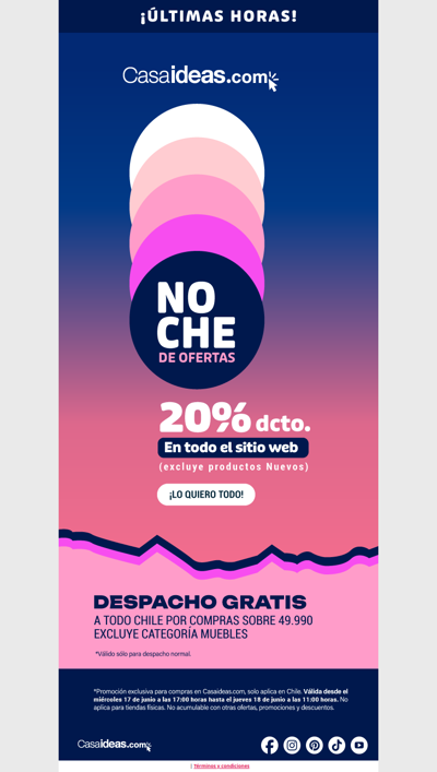 Últimas horas: 20% de descuento + Despacho Gratis