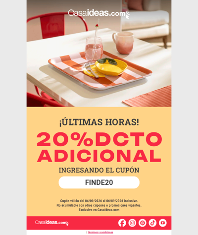 🚨¡ÚLTIMAS HORAS! Cupón FINDE20