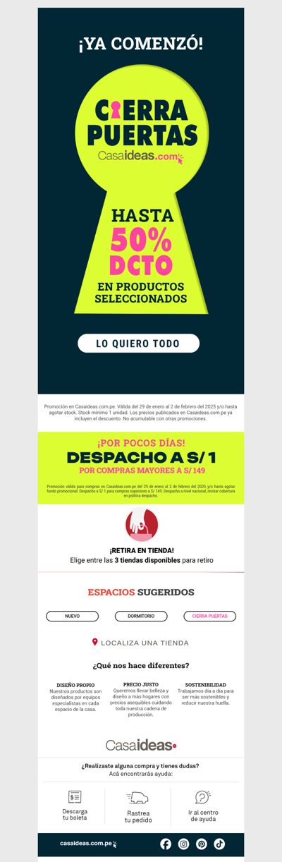 💥 Es hora del Cierra Puetras 💥 Hasta 50% dscto en seleccionados