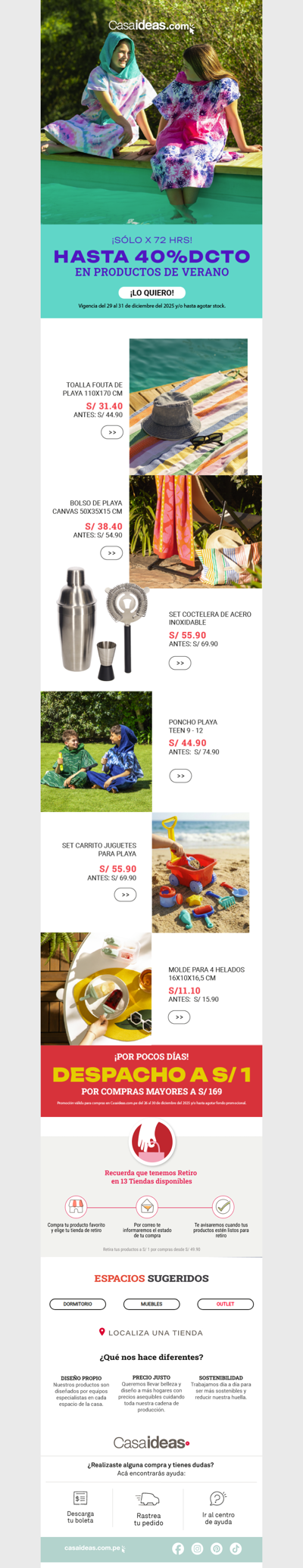 ¡Renueva tus espacios! Hasta 40% de dcto accesorios de verano 🏖️☀️💸