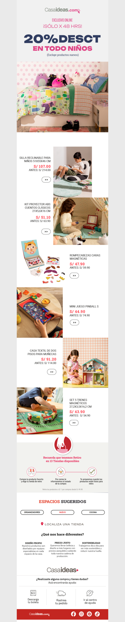 20% de dscto. en Niños ¡Solo 48 horas! 🧸 🎁🎈