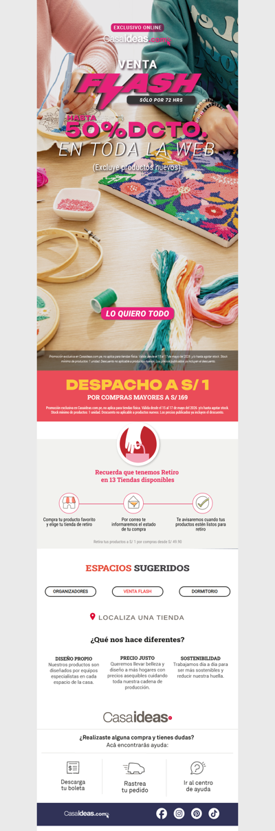 YA COMENZÓ 🏡 Hasta 50% OFF en Casaideas.com.pe🏡Solo x 72 horas