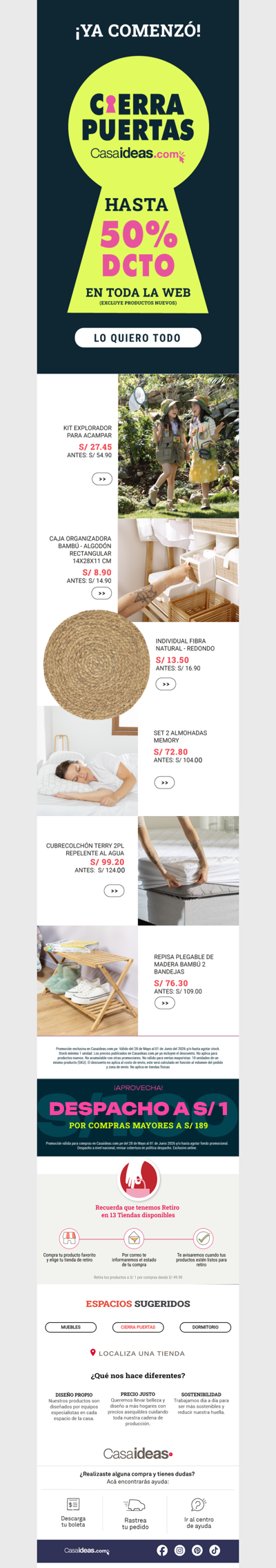 🔥 Cierrapuertas: Se va todo: hasta 50% OFF por pocos días- Exclusivo online
