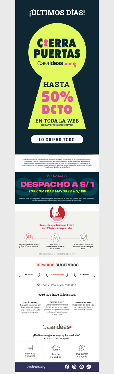 🛒 Últimos días de Cierrapuertas:  No lo dejes pasar 👀 hasta 50% OFF en Casaideas.com