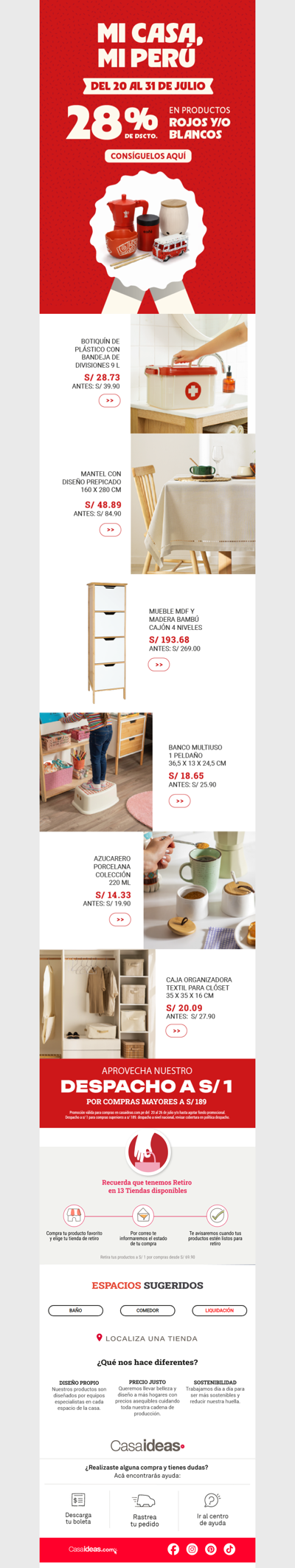 🛒Compra productos rojos y blancos con 28% dscto 💸