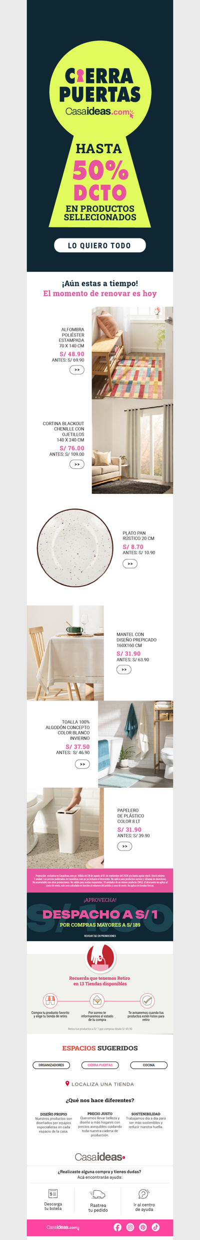 🛒 Tus favoritos con hasta 50% OFF. ¡Aprovecha Cierra Puertas!