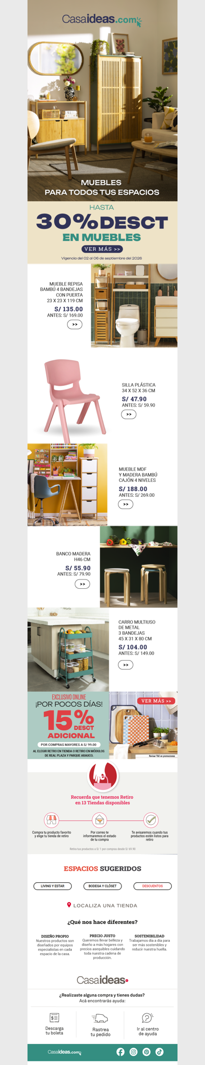 ¡Tu casa, tus ideas, tu lugar! hasta 30% OFF en muebles 💞