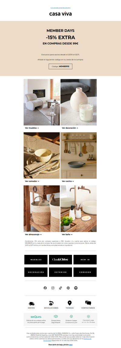 MEMBER DAYS: -15% EXTRA