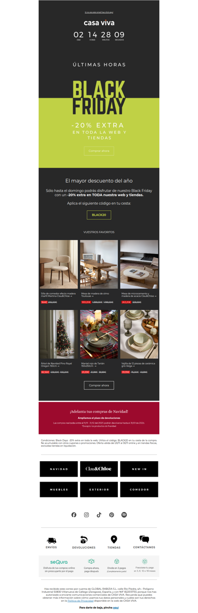 ¡-20% EXTRA en todo! BLACK FRIDAY