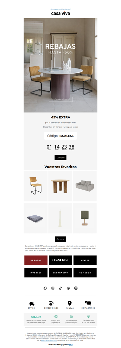 Vuestros favoritos de Rebajas con -15% EXTRA