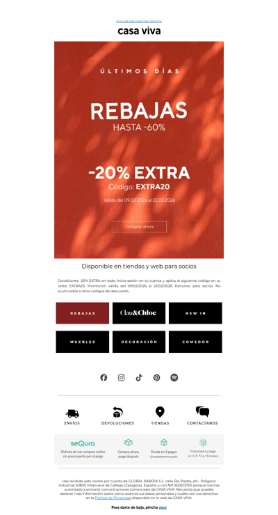 ¡20% EXTRA en TODO! Acumulable a hasta -60%