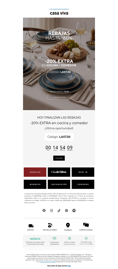 ¡Hoy finalizan las Rebajas!