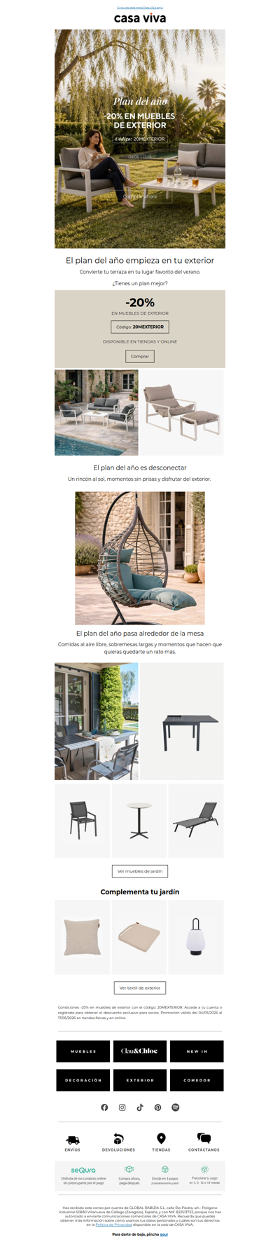 -20% en Muebles de exterior | El plan del año