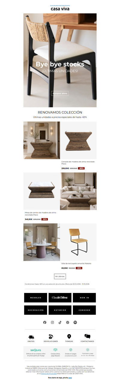 Muebles que no van a volver | Hasta -60%