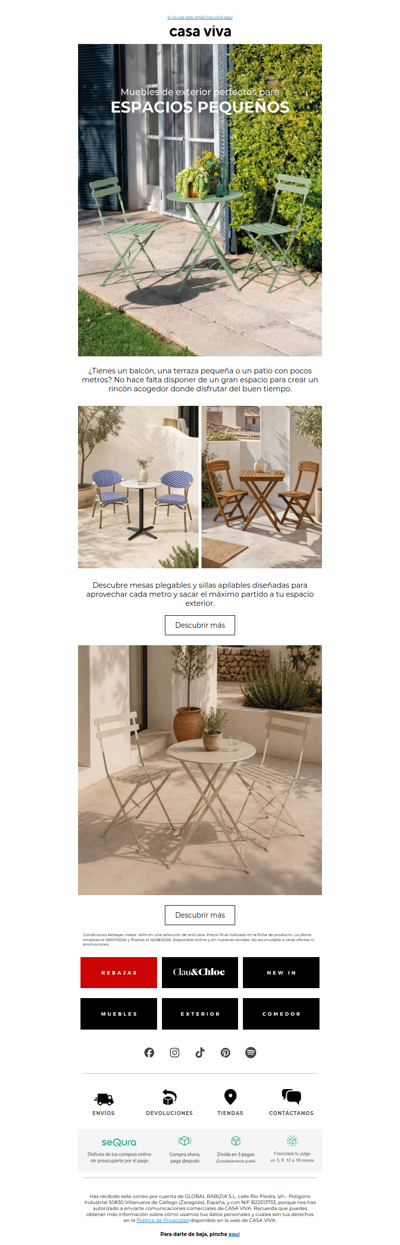 Muebles de exterior perfectos para espacios pequeños