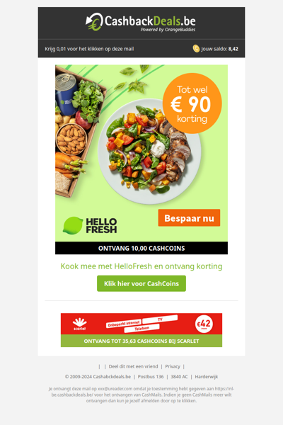 Je ontvangt tot wel 90 EUR korting op HelloFresh