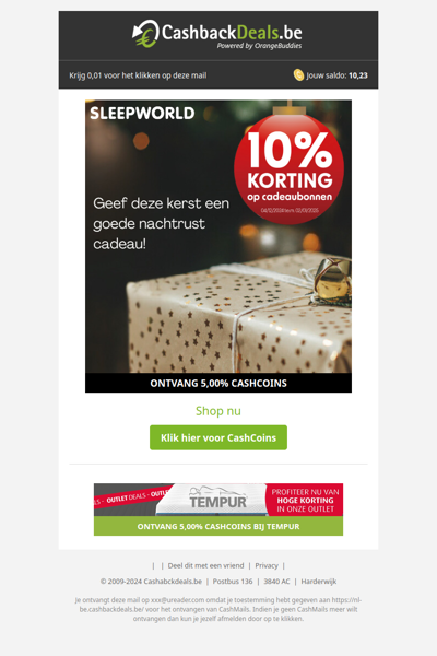 10% korting op cadeaubonnen tijdens de kerst!