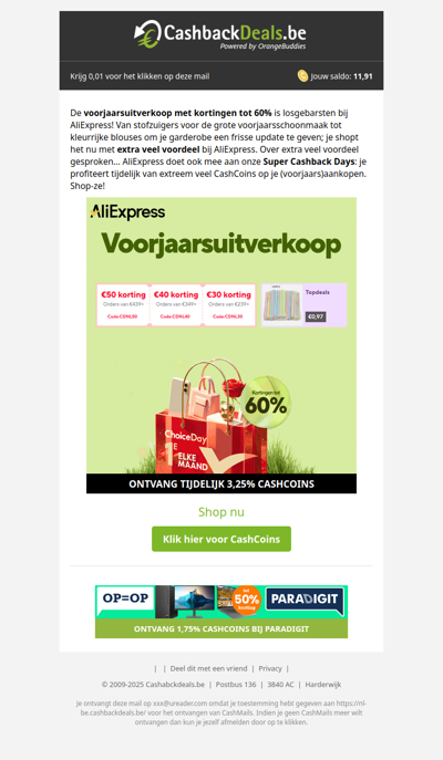 voorjaarsuitverkoop met kortingen tot 60%!