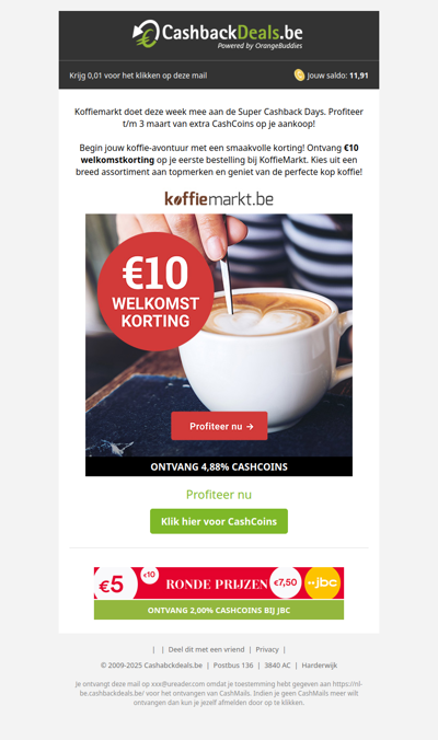 €10 Welkomst Korting bij KoffieMarkt