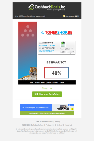 Bespaar nu met 40% bij de Tonershop