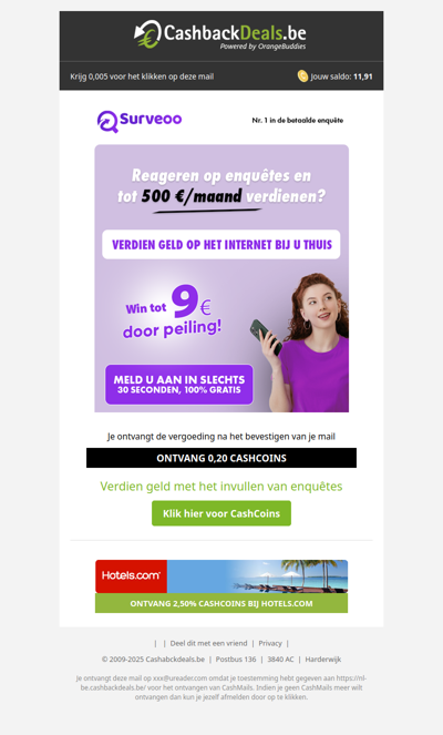 0,20 CashCoins wachten op jou!