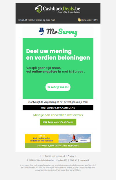 0,30 CashCoins, voor sfefd!