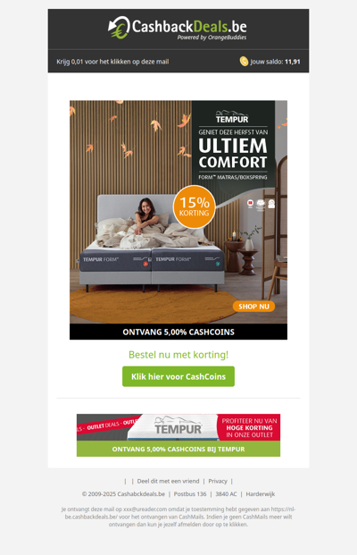 Herfst promo: krijg nu -15% korting bij Tempur