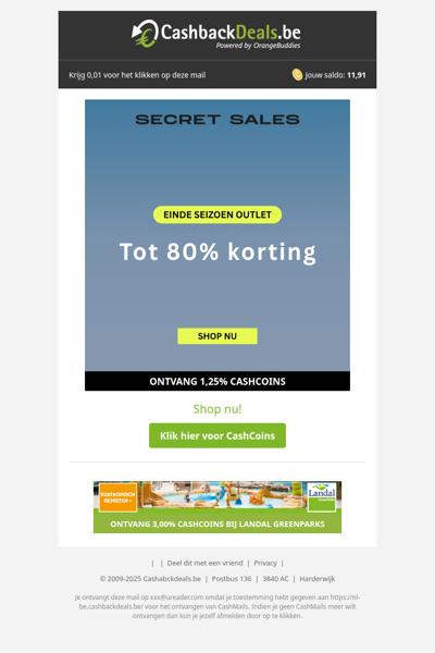 Krijg tot wel 80% korting tijdens de einde seizoen outlet!