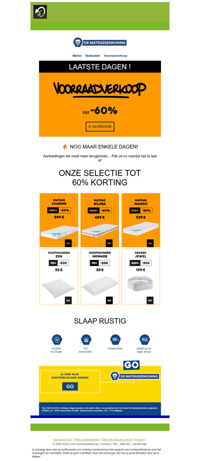 Profiteer nu van 60% korting bij de Matrassenkoning!