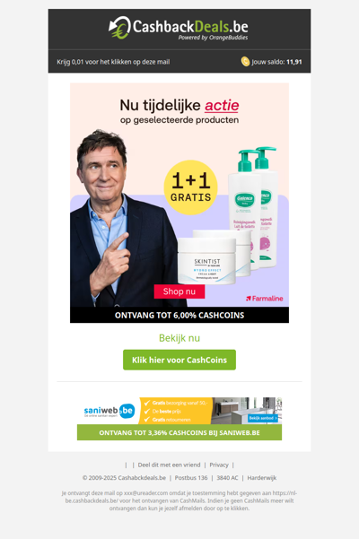 1+1 gratis op geselecteerde producten bij Farmaline