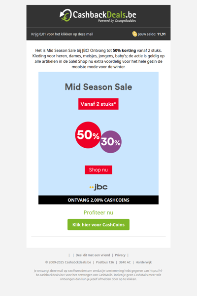Shop met kortingen tijdens de Mid Season Sale van JBC!