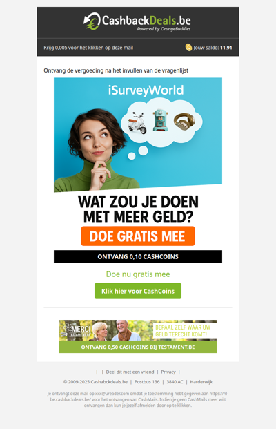 Verdien direct 0,10 CashCoins!