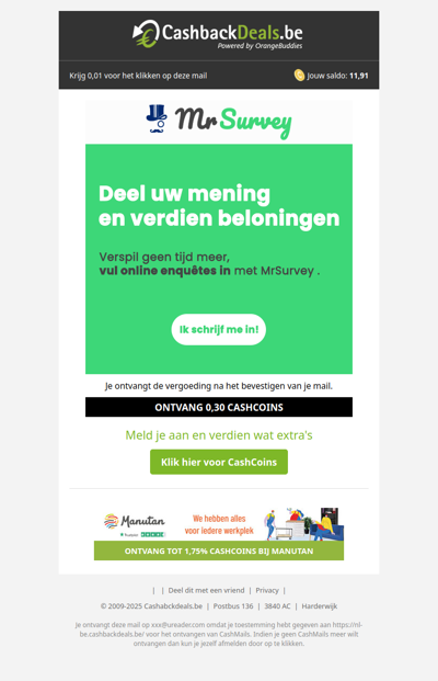 0,30 CashCoins, voor sfefd!