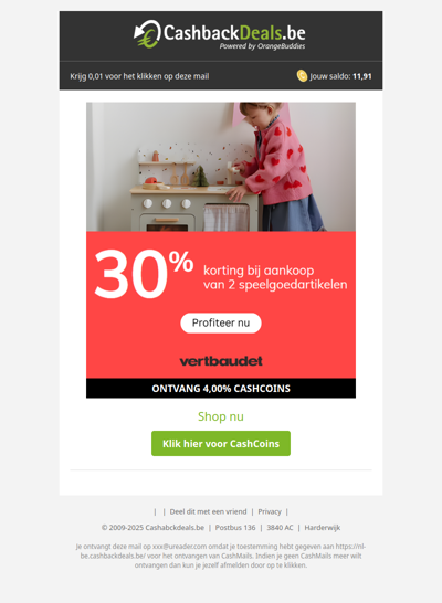 30% korting bij aankoop van 2 speelgoedartikelen!