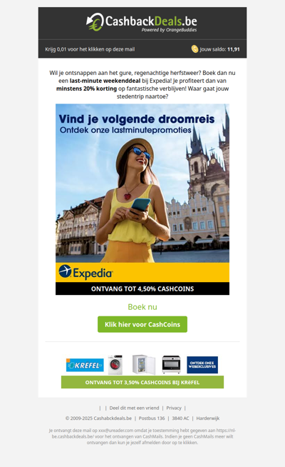 Bespaar 20% bij het boeken van een last-minute weekend!