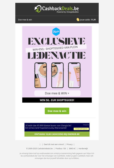 Win 50,- EUR shoptegoed van Plein.be!